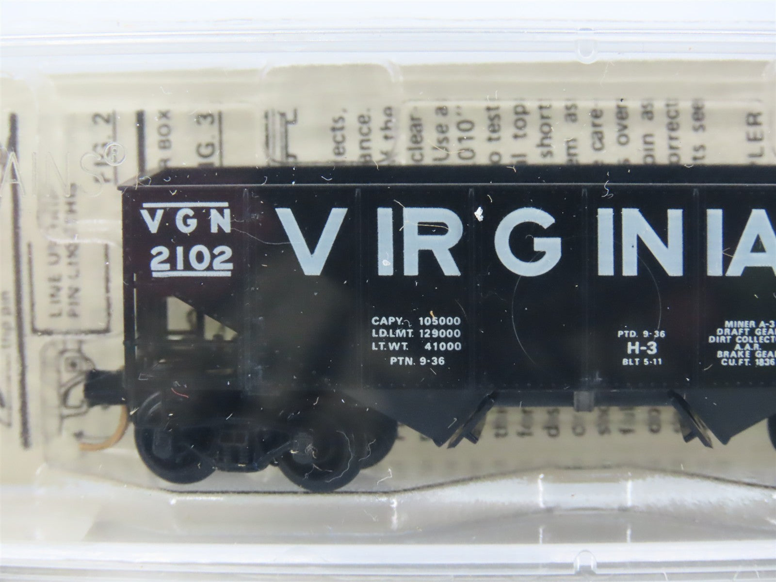 N Scale Kadee Micro-Trains MTL 56080 VGN Virginian 2-Bay Open Hopper #2102