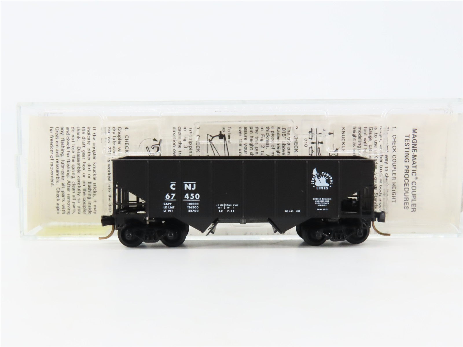 N Scale Kadee Micro-Trains MTL 56230 CNJ Jersey Central 2-Bay Hopper 67450 RTR