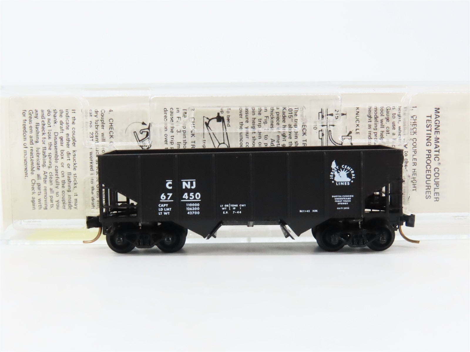 N Scale Kadee Micro-Trains MTL 56230 CNJ Jersey Central 2-Bay Hopper 67450 RTR