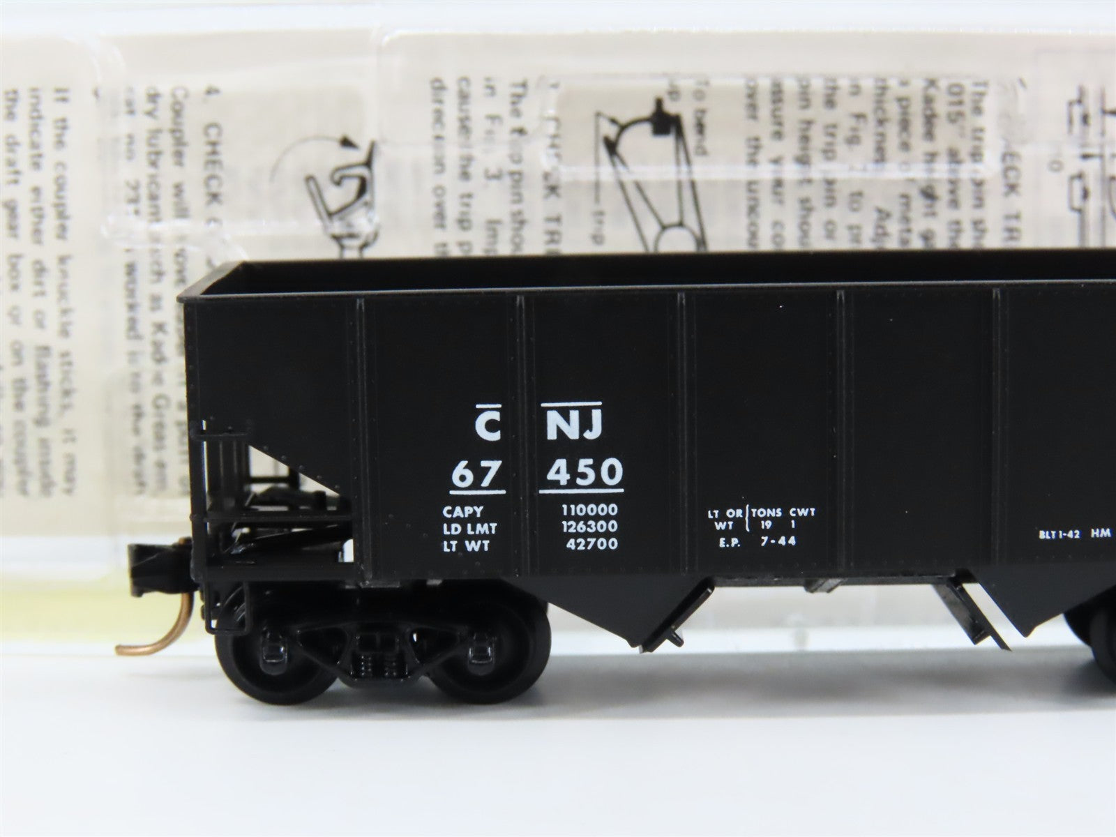 N Scale Kadee Micro-Trains MTL 56230 CNJ Jersey Central 2-Bay Hopper 67450 RTR
