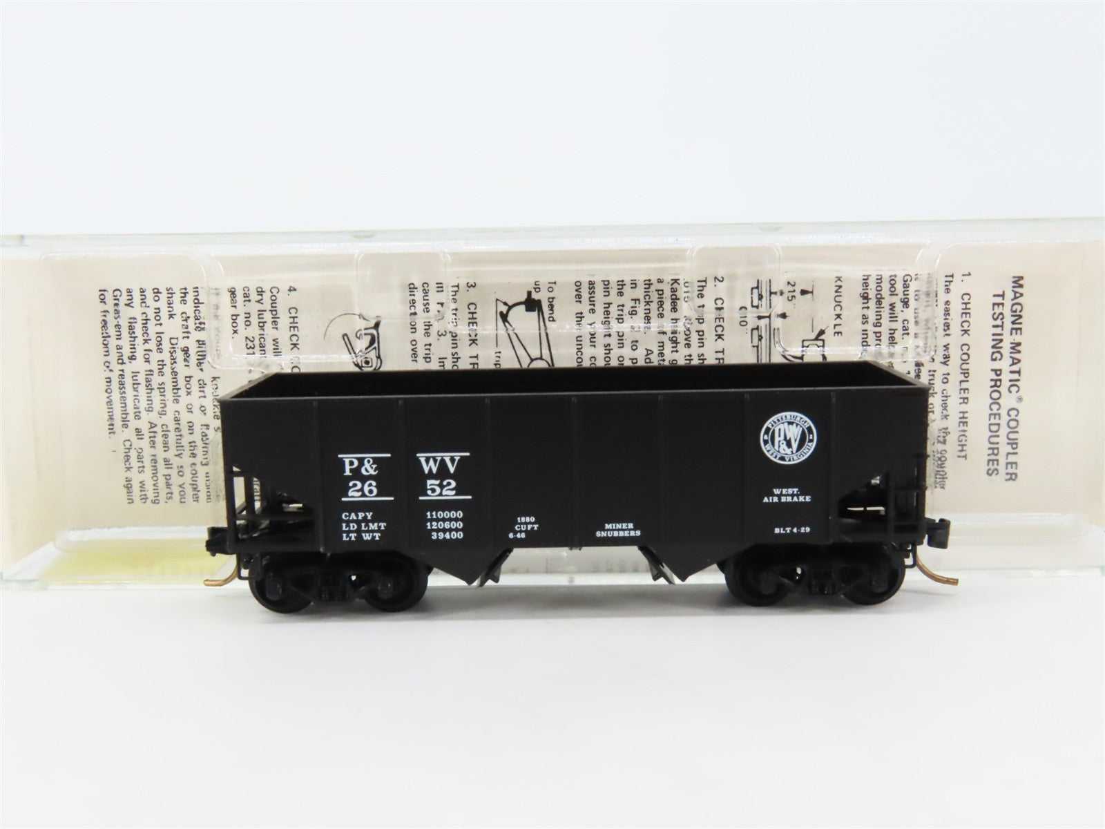 N Kadee Micro-Trains MTL 56210 P&WV Pittsburgh & West Virginia 2-Bay Hopper 2652