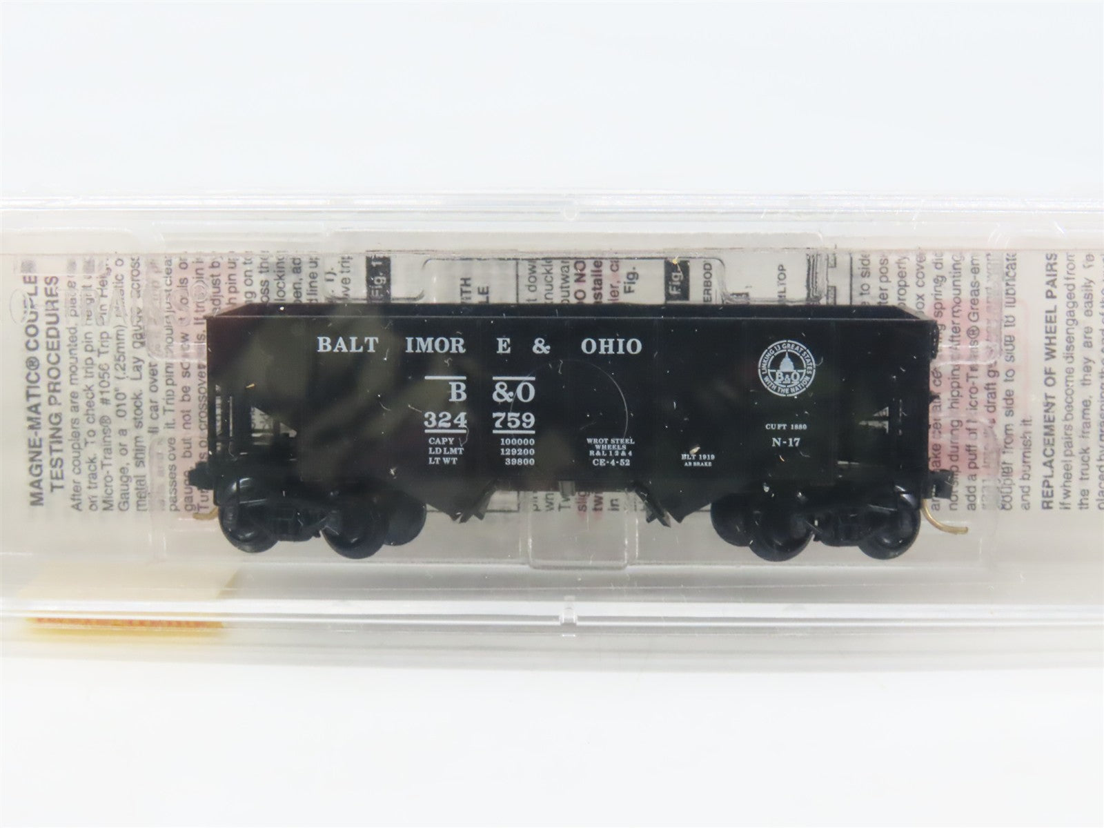 N Scale Micro-Trains 56310 B&O Baltimore & Ohio 33' 2-Bay Hopper 324759 RTR