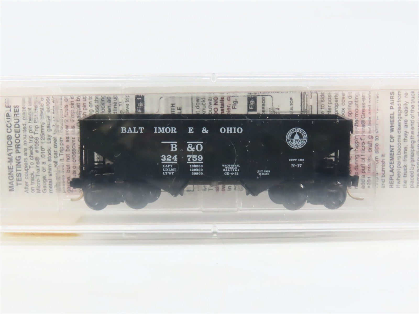 N Scale Micro-Trains 56310 B&O Baltimore & Ohio 33' 2-Bay Hopper 324759 RTR
