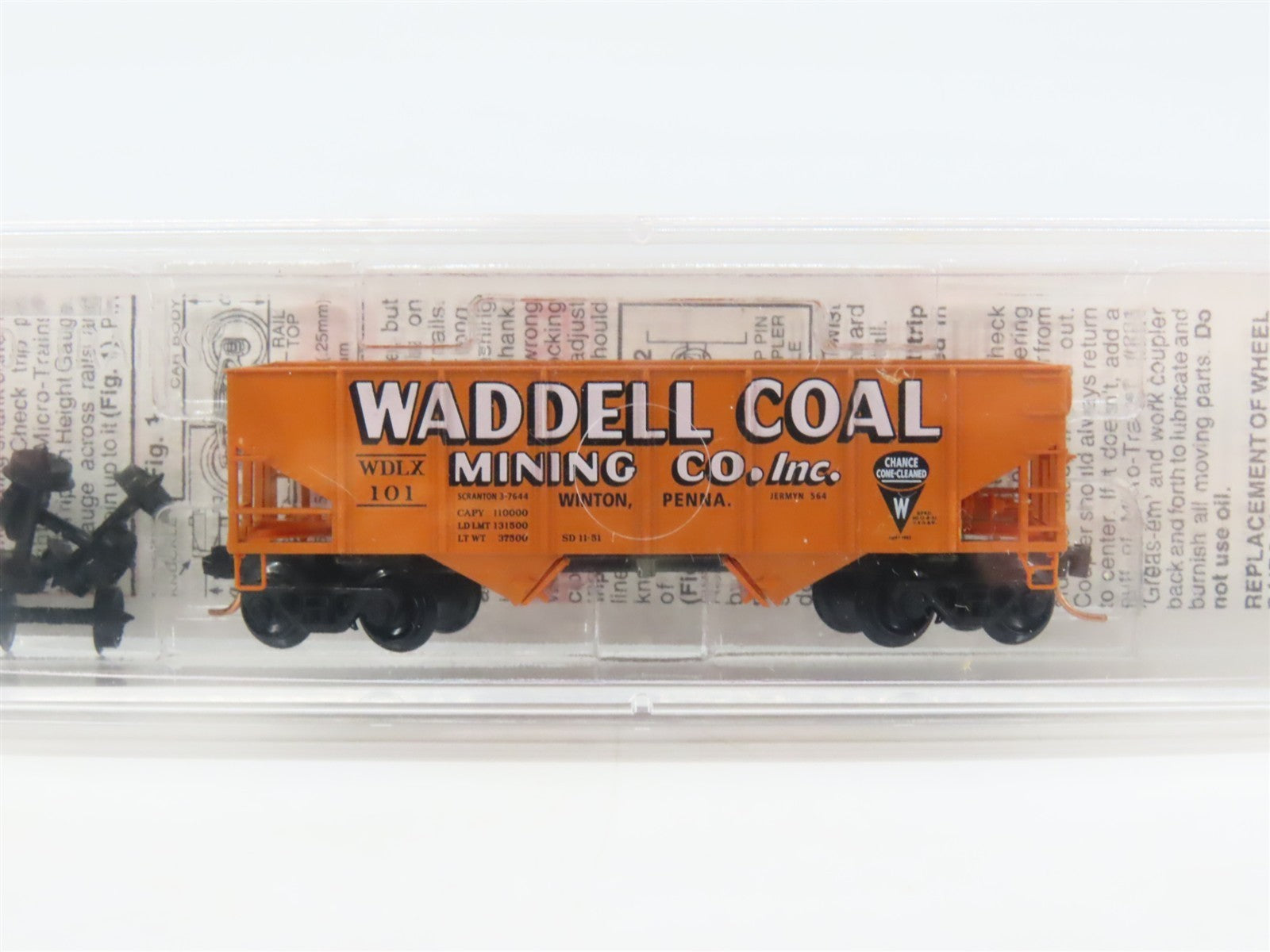 N Scale Micro-Trains MTL 56350 WDLX Waddell Coal Mining Co. 2-Bay Hopper 101 RTR