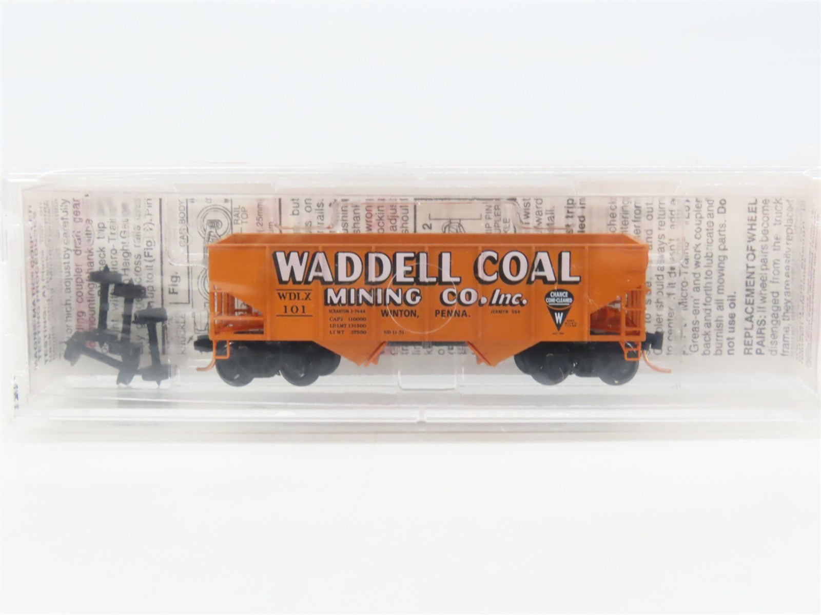 N Scale Micro-Trains MTL 56350 WDLX Waddell Coal Mining Co. 2-Bay Hopper 101 RTR