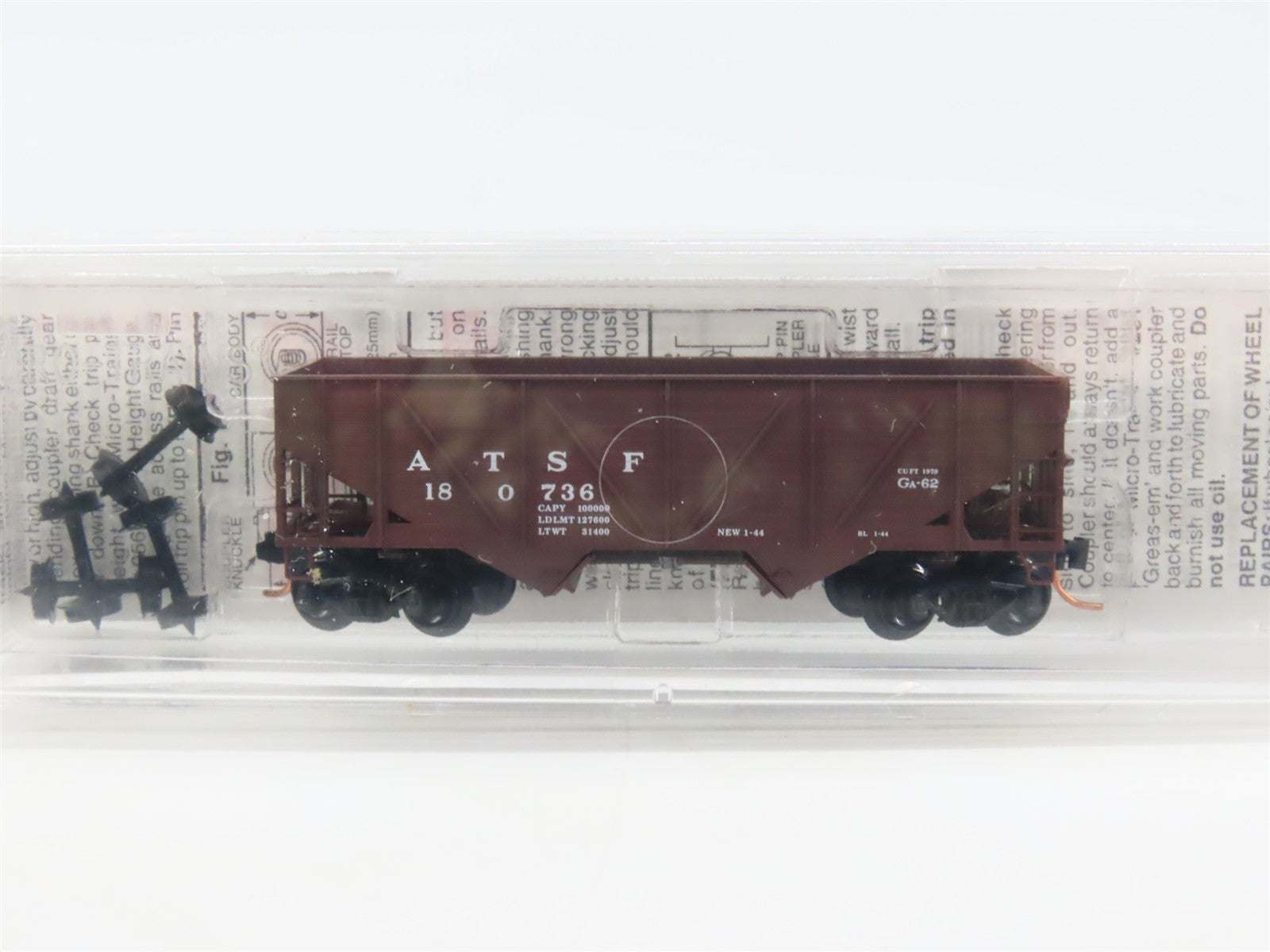 N Scale Micro-Trains 57010 ATSF Atchison, Topeka & Santa Fe 33' 2-Bay Hopper RTR