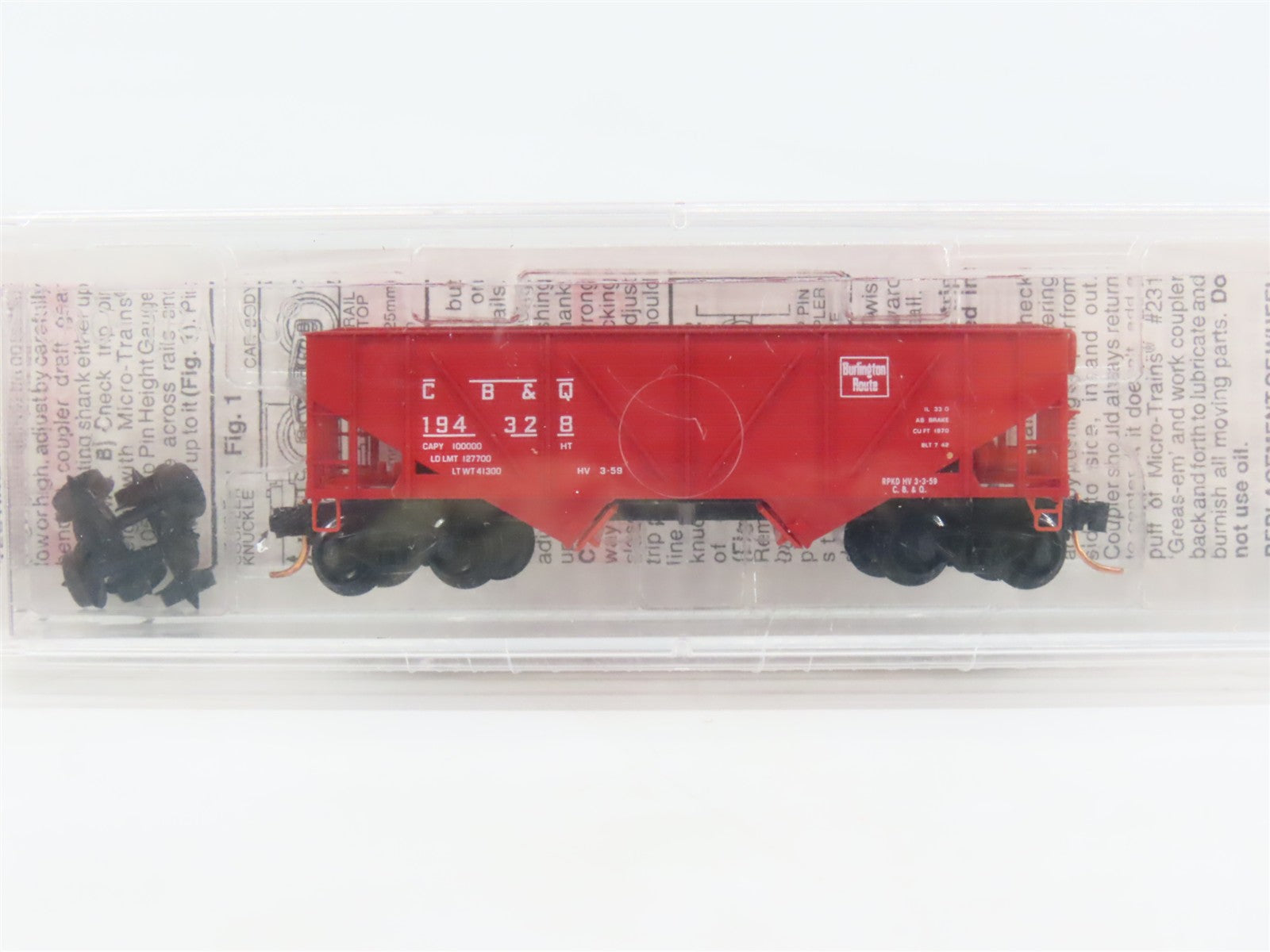 N Scale Micro-Trains MTL 57020 CB&Q Burlington Route 2-Bay Open Hopper #194328