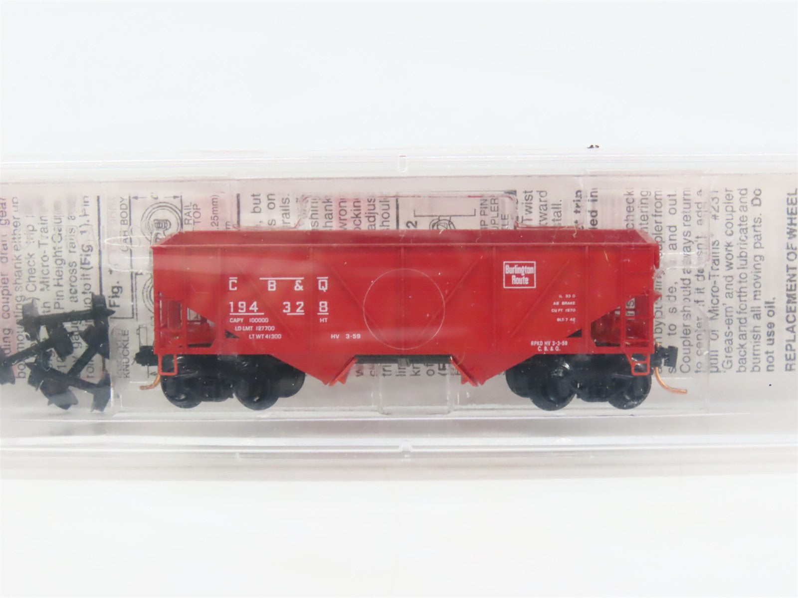 N Scale Micro-Trains MTL 57020 CB&Q Burlington Route 2-Bay Open Hopper #194328