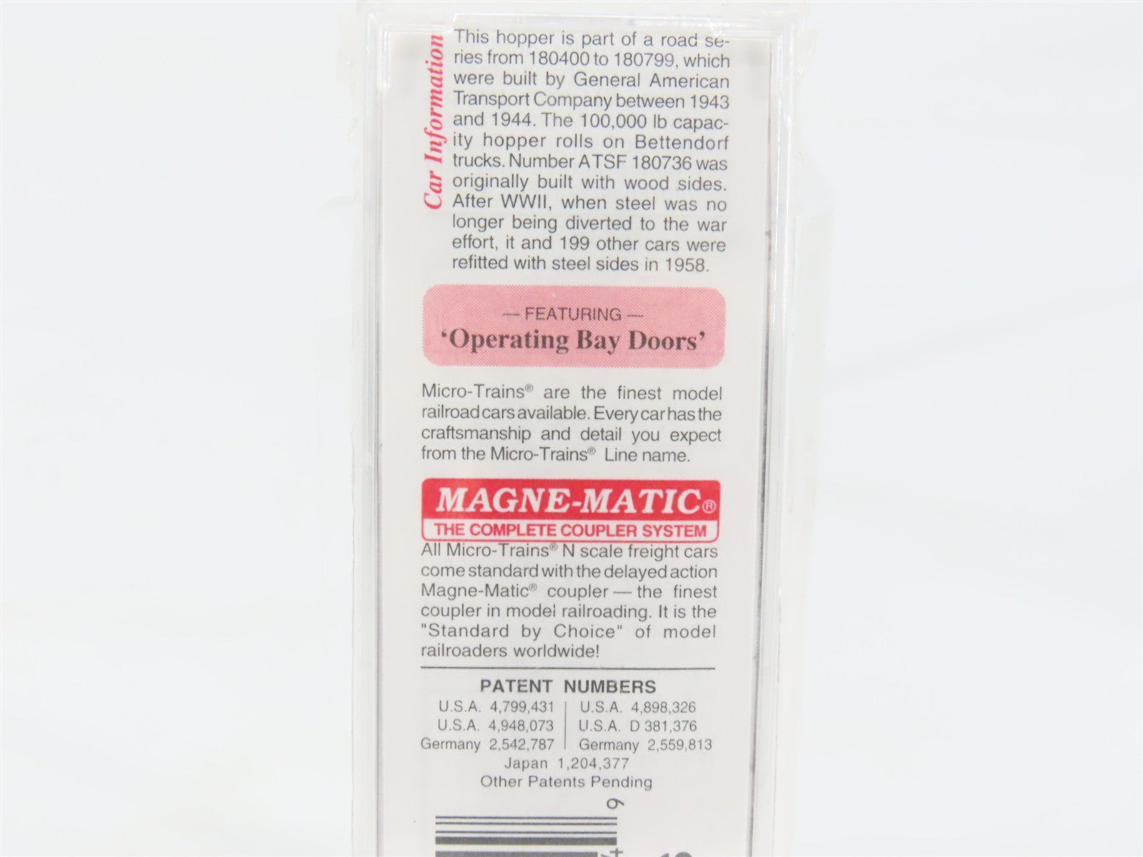 N Scale Micro-Trains 57010 ATSF Santa Fe 33' 2-Bay Hopper 180736 RTR