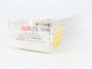 N Scale Micro-Trains MTL 65090/2 SCCX Shell Oil 39' Single Dome Tank Car #1114