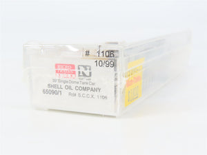 N Scale Micro-Trains MTL 65090/1 SCCX Shell Oil 39' Single Dome Tank Car #1106