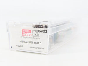 N Scale Micro-Trains MTL 65280 MILW Milwaukee Road 39' Single Dome Tank Car RTR