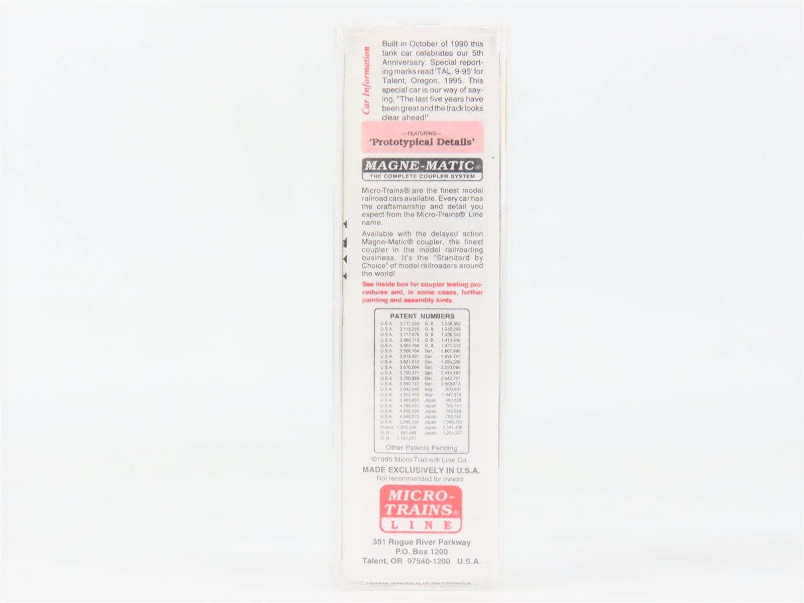 N Scale Micro-Trains MTL 65380 MTL Micro-Trains Line 39' Tank Car 1995 RTR