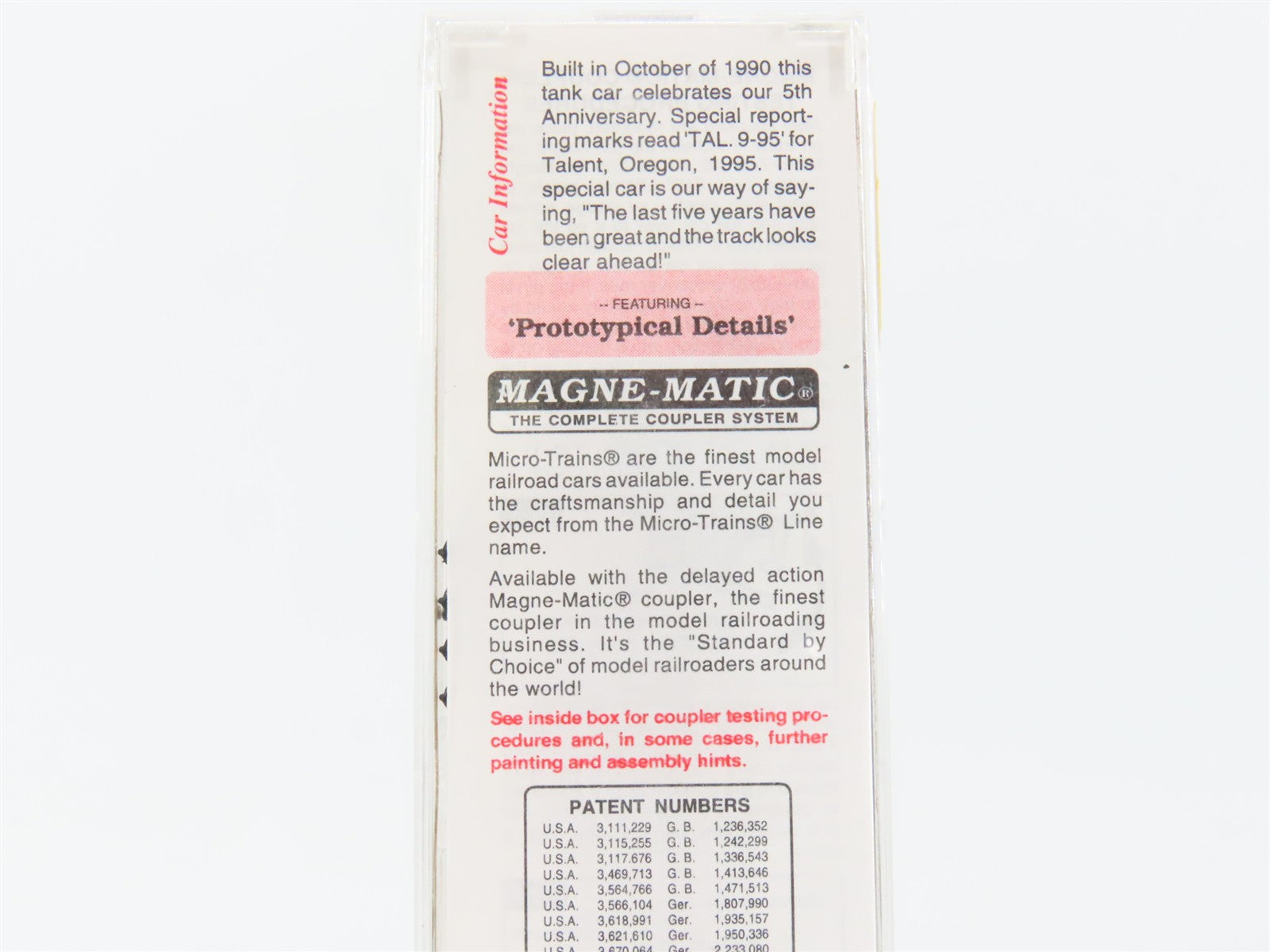 N Scale Micro-Trains MTL 65380 MTL Micro-Trains Line 39' Tank Car 1995 RTR