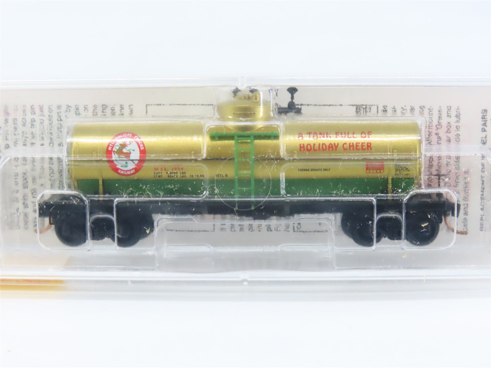 N Scale Micro-Trains MTL 65440 MTL Holiday Tracks Railway 39' Tank Car 1999 RTR