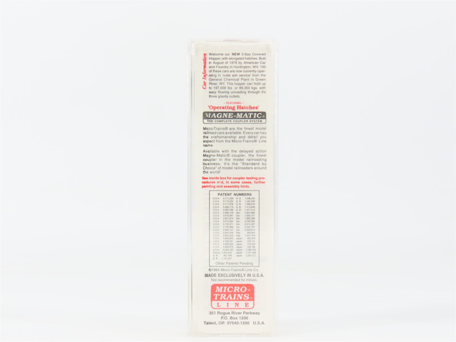 N Scale Micro-Trains MTL 94020 GRPX General Chemical 3-Bay Covered Hopper RTR