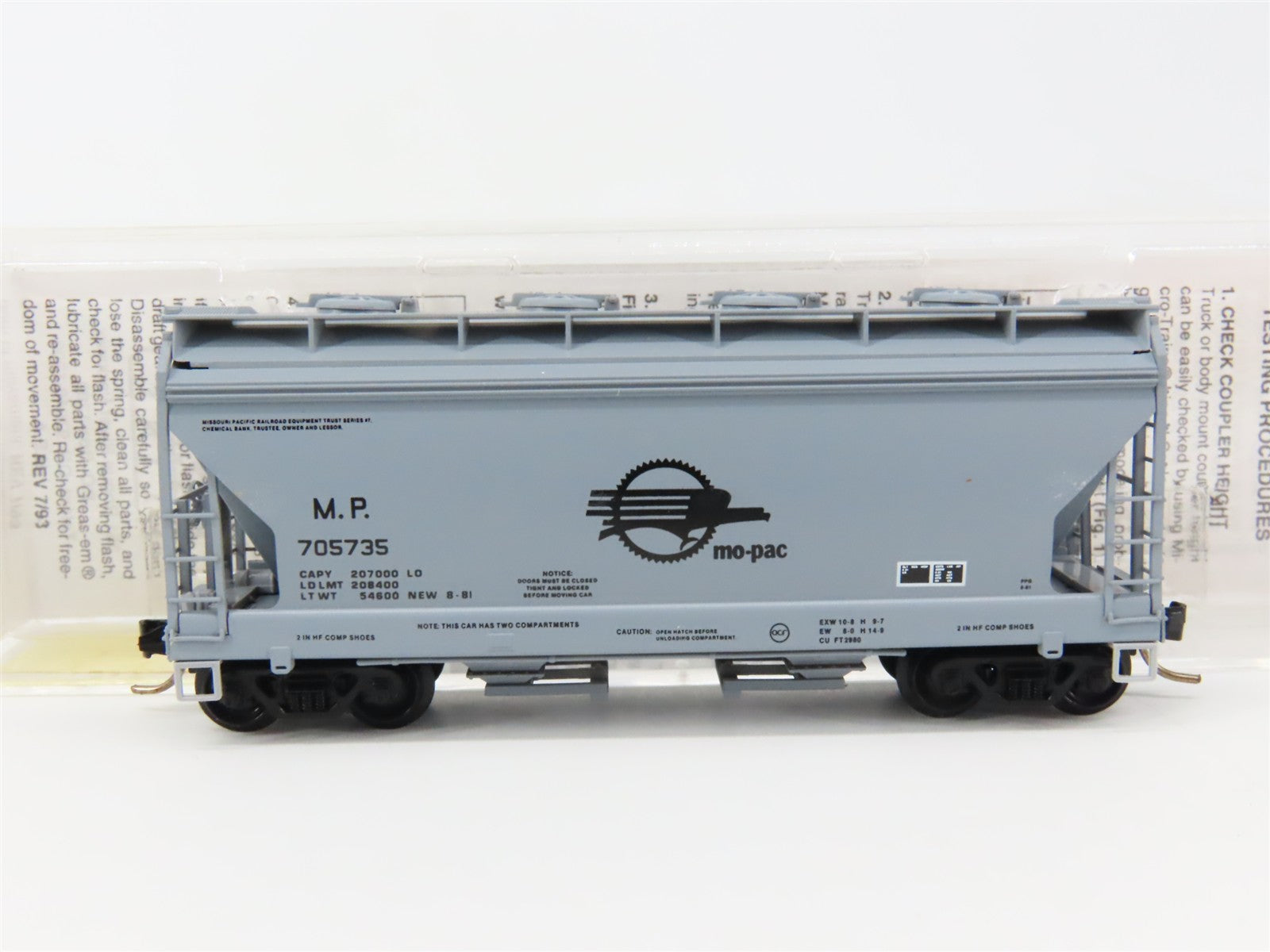 N Scale Micro-Trains MTL 92030 Missouri Pacific 2-Bay ACF Centerflow Hopper RTR