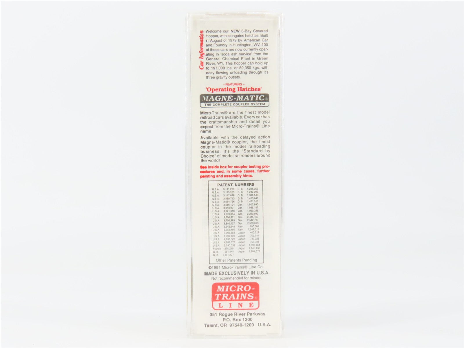 N Scale Micro-Trains MTL 94020 GRPX General Chemical 3-Bay Covered Hopper RTR