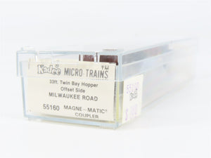 N Scale Micro-Trains MTL 55160 MILW Milwaukee Road 33' 2-Bay Hopper 96245 RTR