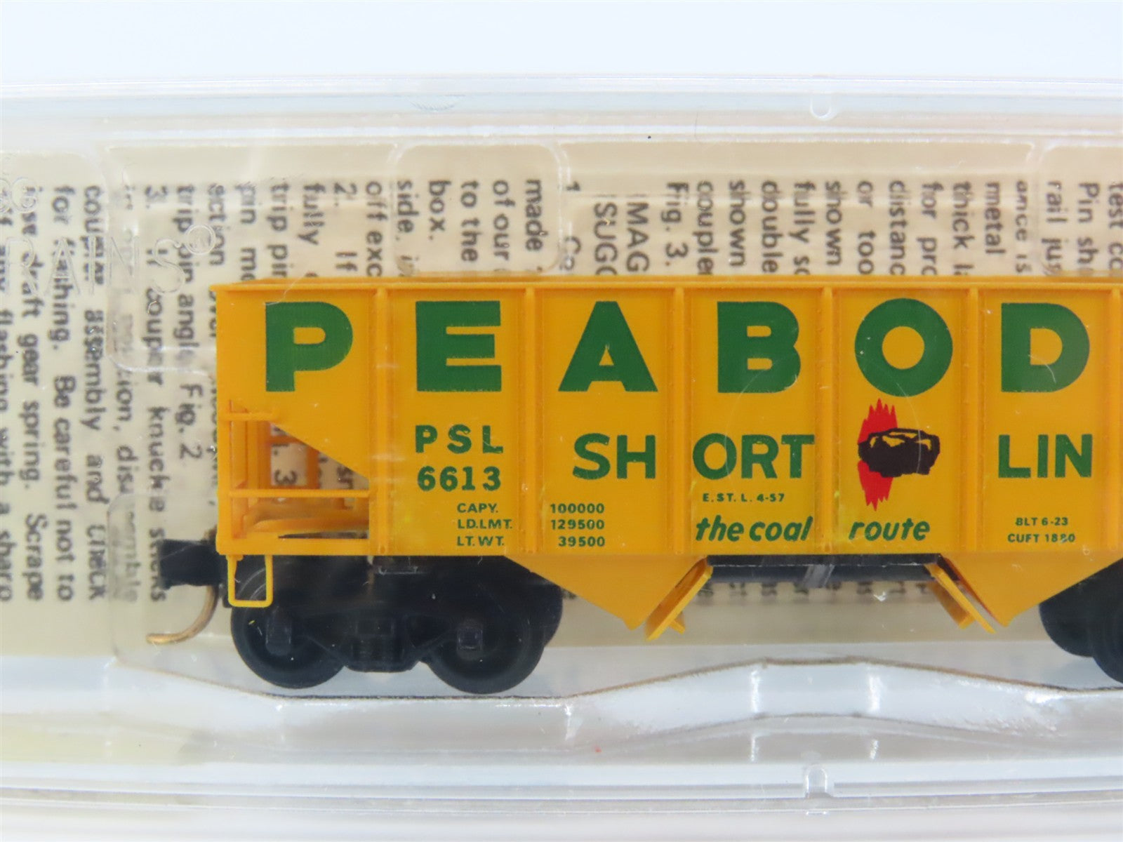 N Scale Micro-Trains MTL 56050 PSL Peabody Short Line 33' 2-Bay Hopper 6613 RTR