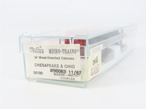 N Scale Micro-Trains MTL 50190 Chesapeake & Ohio 34' Wood-Sheathed Caboose RTR