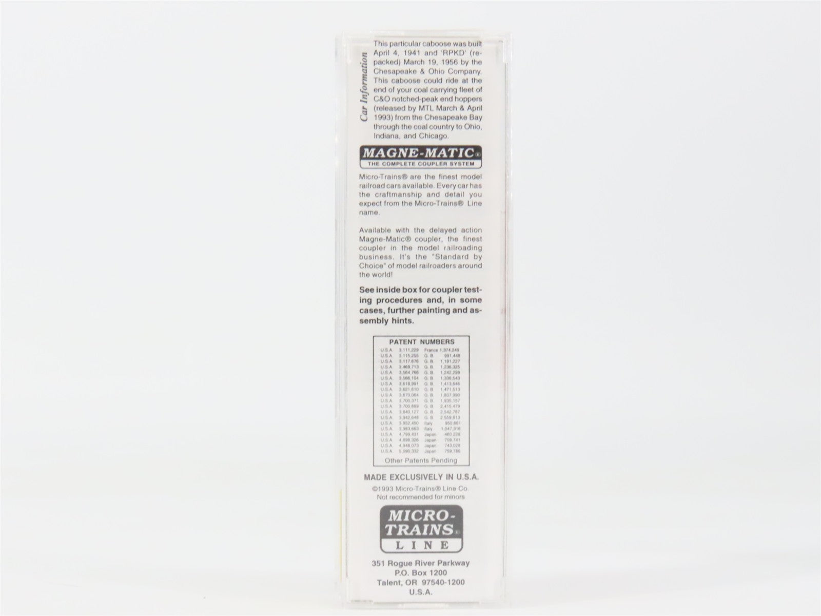 N Scale Micro-Trains MTL 50190 Chesapeake & Ohio 34' Wood Sheathed Caboose RTR