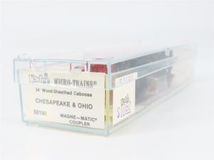 N Scale Micro-Trains MTL 50190 Chesapeake & Ohio 34' Wood-Sheathed Caboose RTR