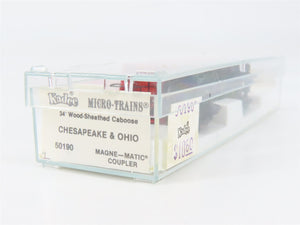 N Scale Micro-Trains MTL 50190 Chesapeake & Ohio 34' Wood-Sheathed Caboose RTR