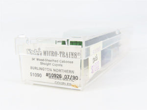 N Scale Micro-Trains MTL 51090 Burlington Northern 34' Wood-Sheathed Caboose RTR