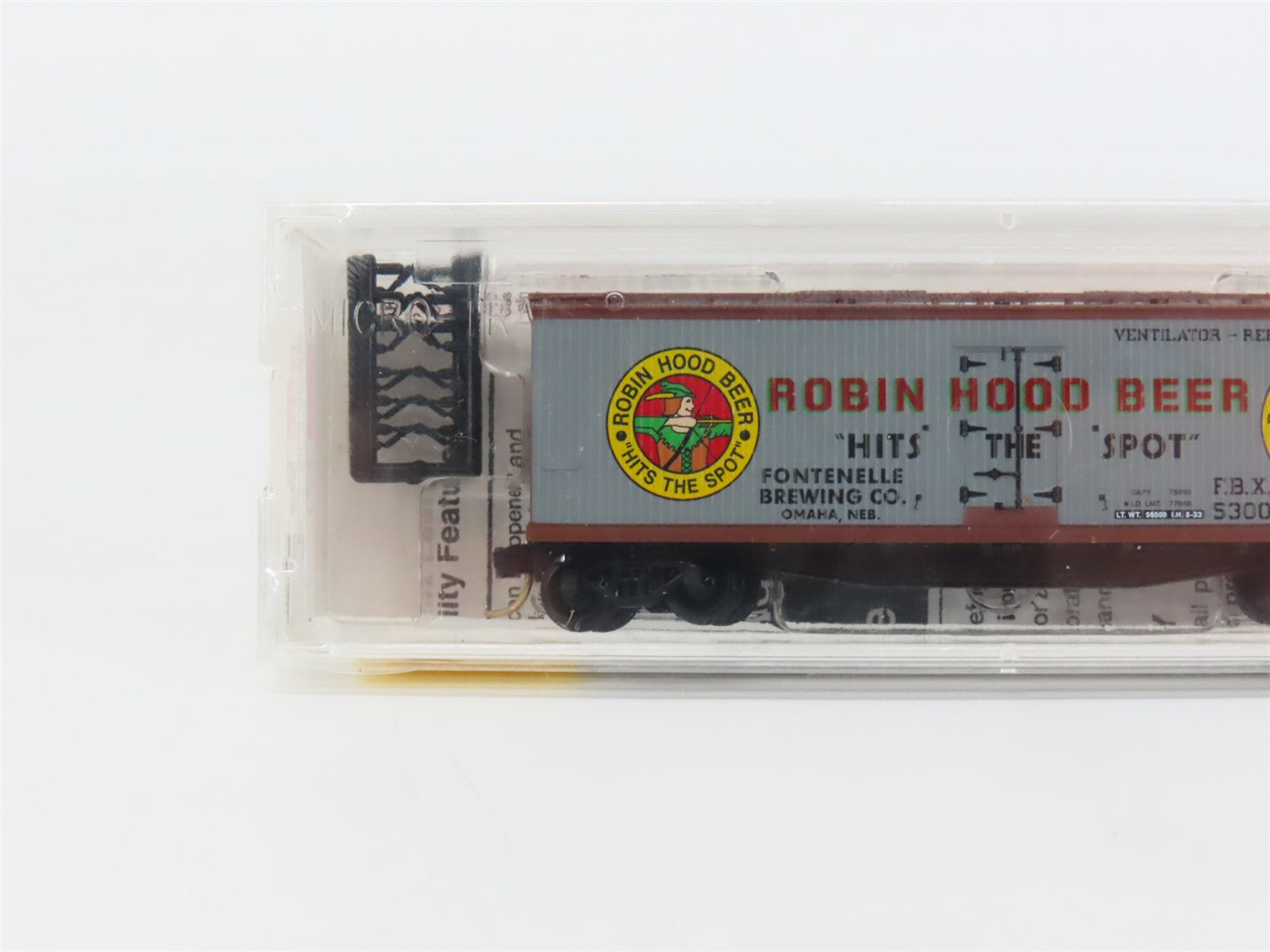N Scale Micro-Trains MTL 49450 FBX Robin Hood Beer 40' Reefer 5300 RTR