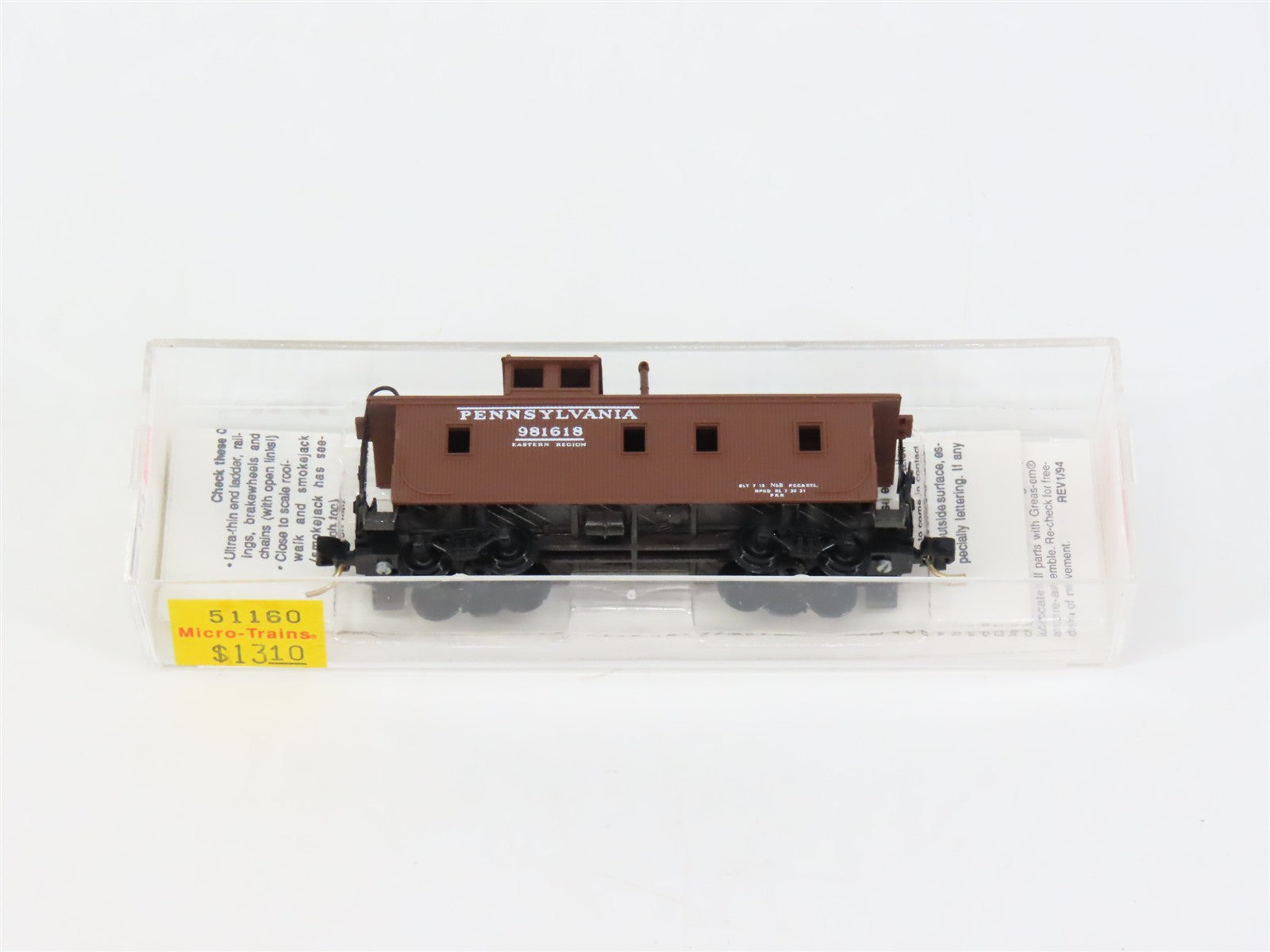 N Scale Micro-Trains MTL 51160 PRR Pennsylvania 34' Wood Sheathed Caboose RTR