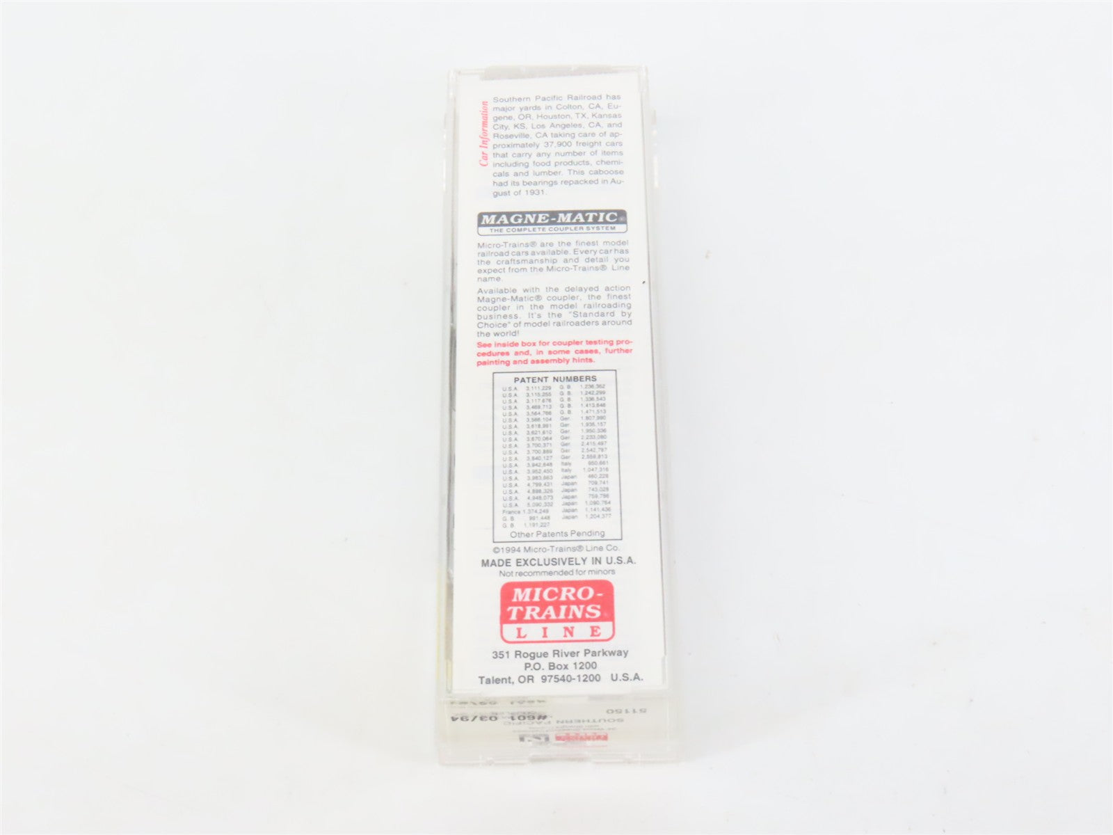 N Scale Micro-Trains MTL 51150 SP Southern Pacific 34' Wood-Sheathed Caboose RTR