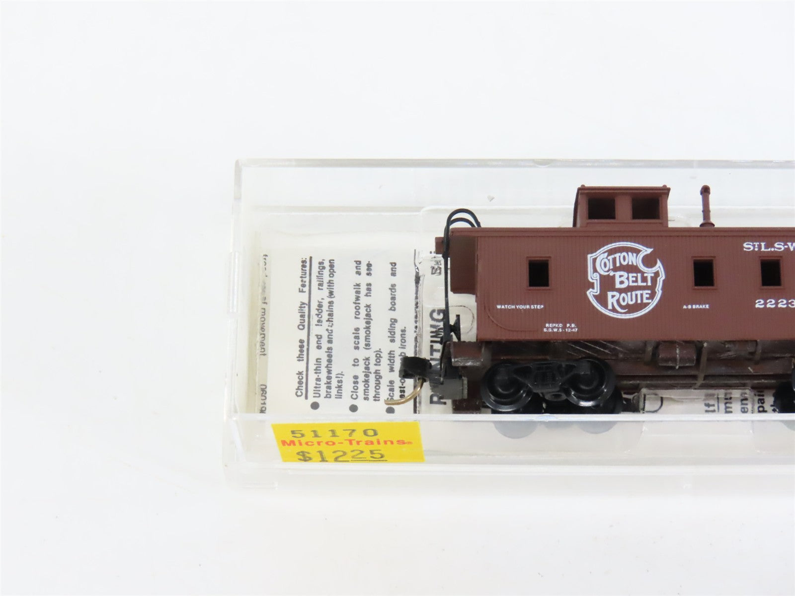 N Scale Micro-Trains MTL 51170 Cotton Belt Route 34' Wood-Sheathed Caboose RTR