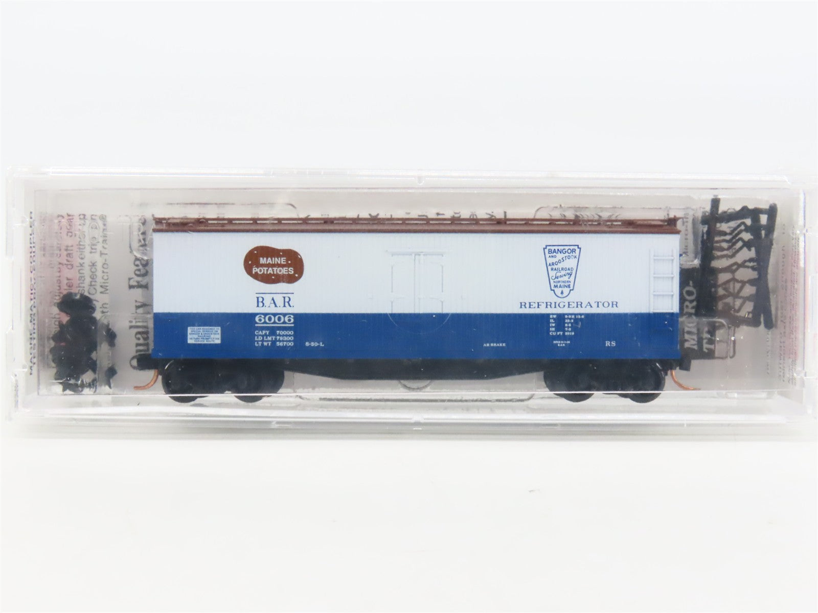 N Scale Micro-Trains MTL 49550 BAR Bangor & Aroostook 40' Reefer 6006 RTR