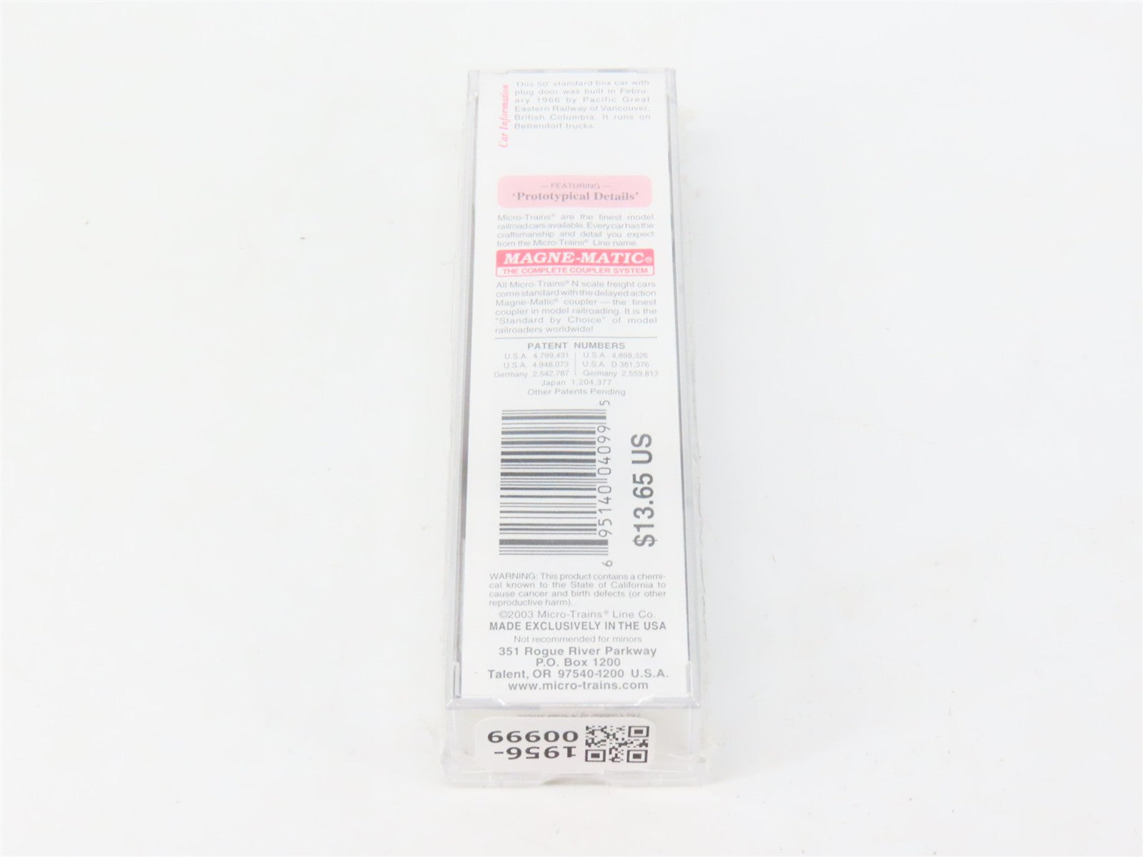 N Scale Micro-Trains MTL 32260 PGE Pacific Great Eastern 50' Box Car 4521 RTR