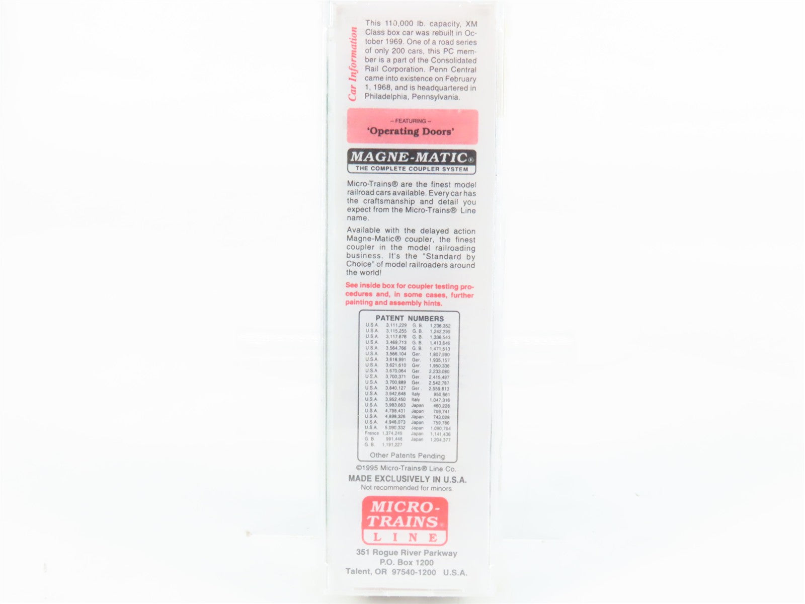 N Scale Micro-Trains MTL 34020 PC Penn Central 50' Double Door Box Car RTR