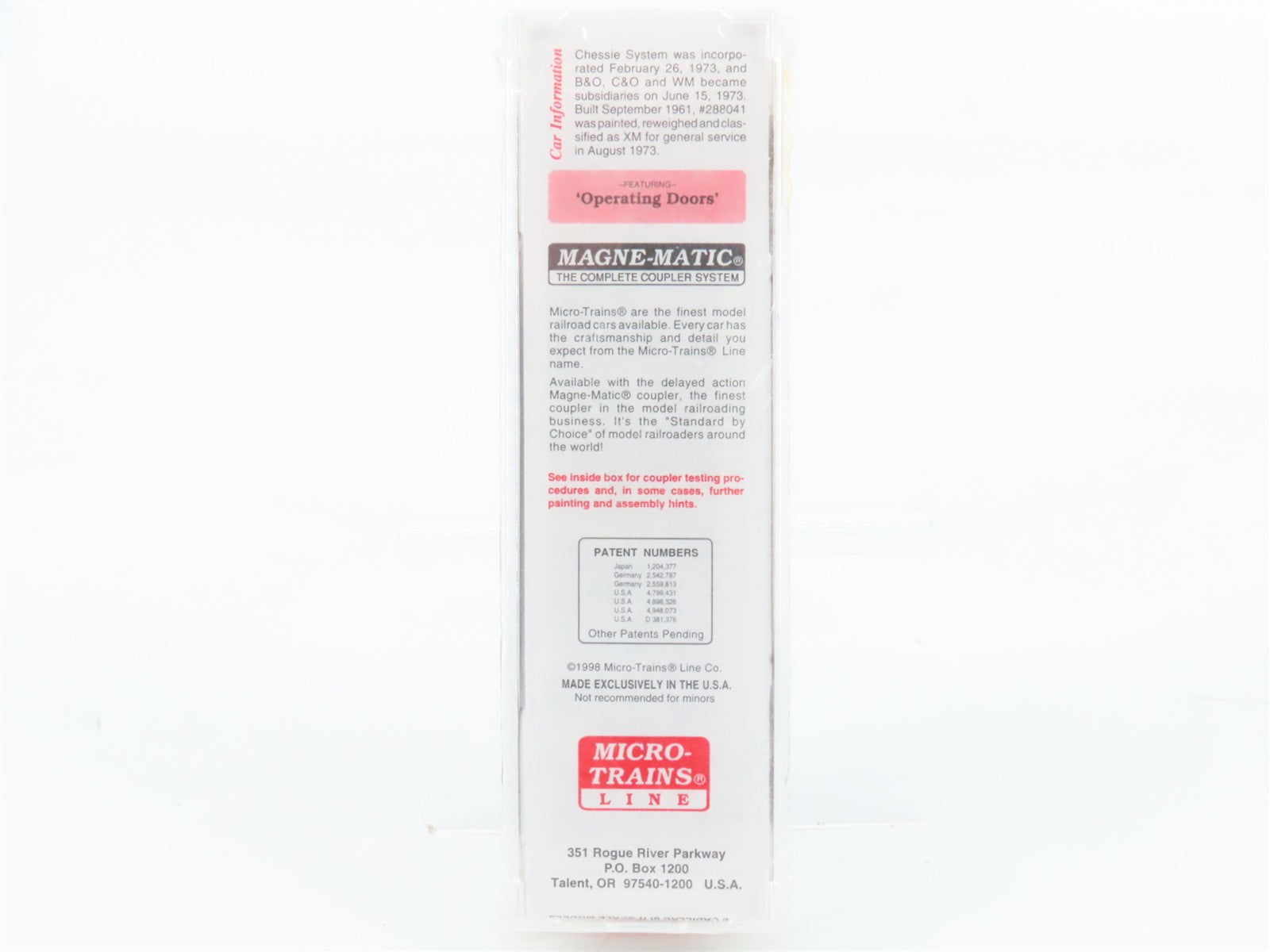 N Scale Micro-Trains MTL 34010 B&O Chessie System 50' Box Car 288041 RTR