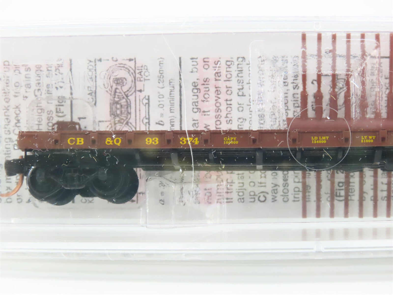 N Scale Micro-Trains MTL 44090 CB&Q Chicago, Burlington & Quincy Flat Car 93374