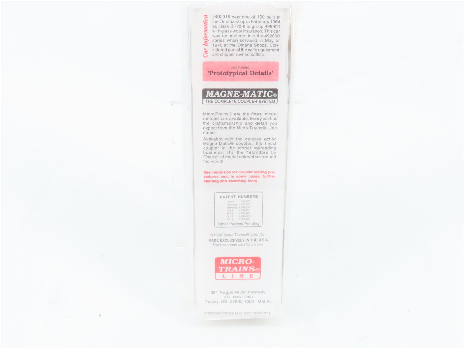 N Scale Micro-Trains MTL 38240 UP Union Pacific 50' Box Car 492915