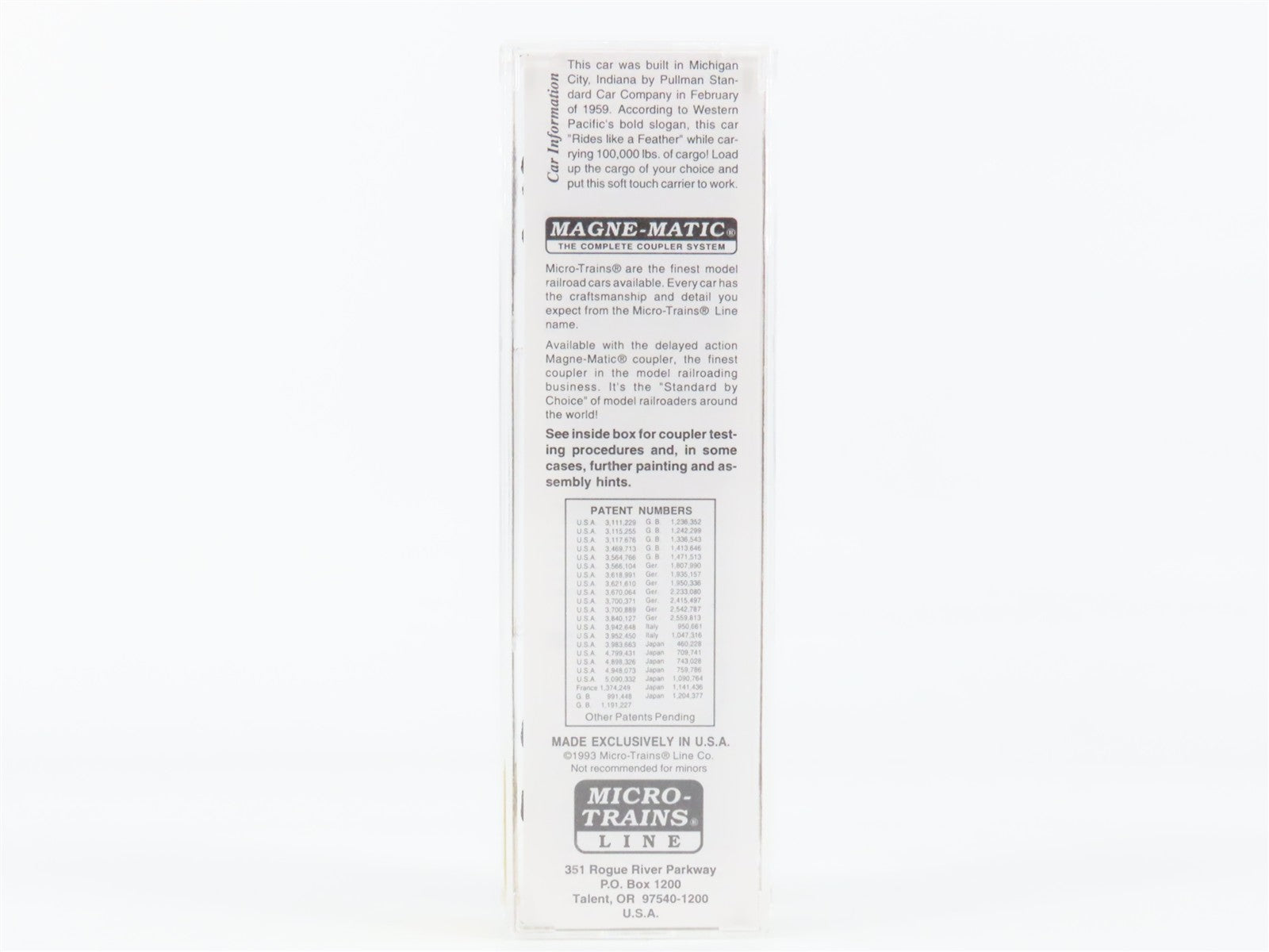 N Scale Micro-Trains MTL 32180 WP Western Pacific 50' Plug Door Box Car 55935