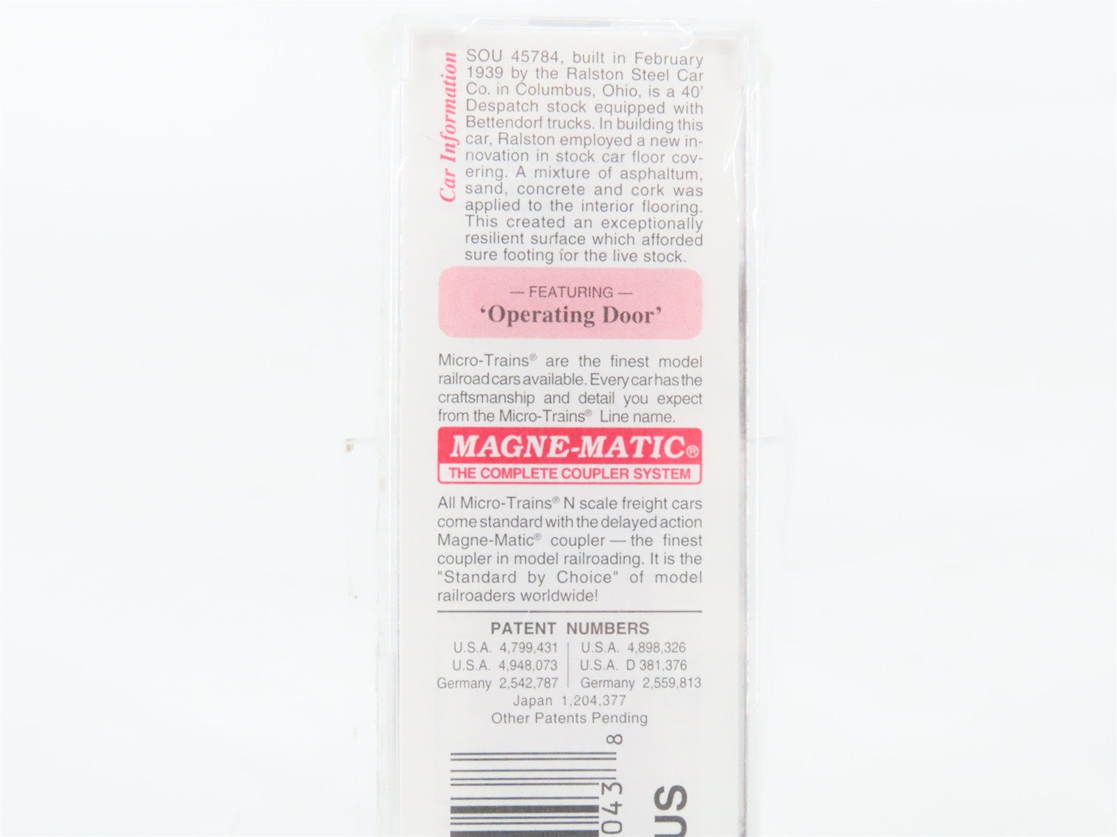 N Scale Micro-Trains MTL 35060 SOU Southern 40' Stock/Cattle Car 45784