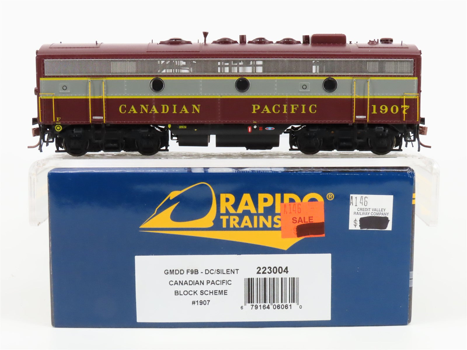HO Scale Rapido 223004 CP Canadian Pacific F9B Diesel Locomotive #1907 wDCC
