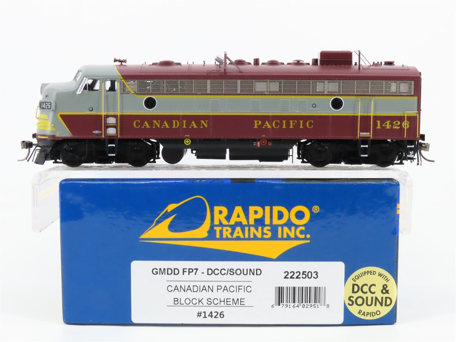 HO Scale Rapido 222503 CP Canadian Pacific FP7A Diesel Loco #1426 wDCC & Sound
