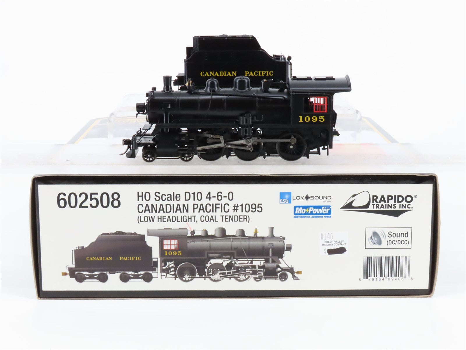 HO Scale Rapido 602508 CP Canadian Pacific 4-6-0 Steam Loco #1095 w/DCC & Sound