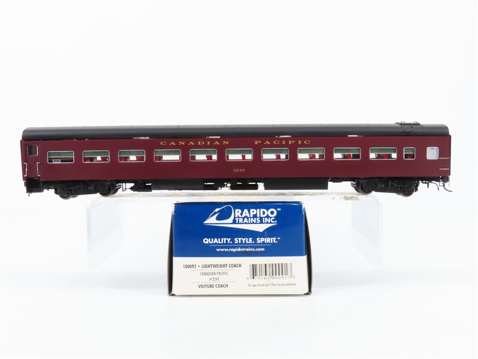 HO Scale Rapido 100092 CP Canadian Pacific Lightweight Coach Passenger Car #2245
