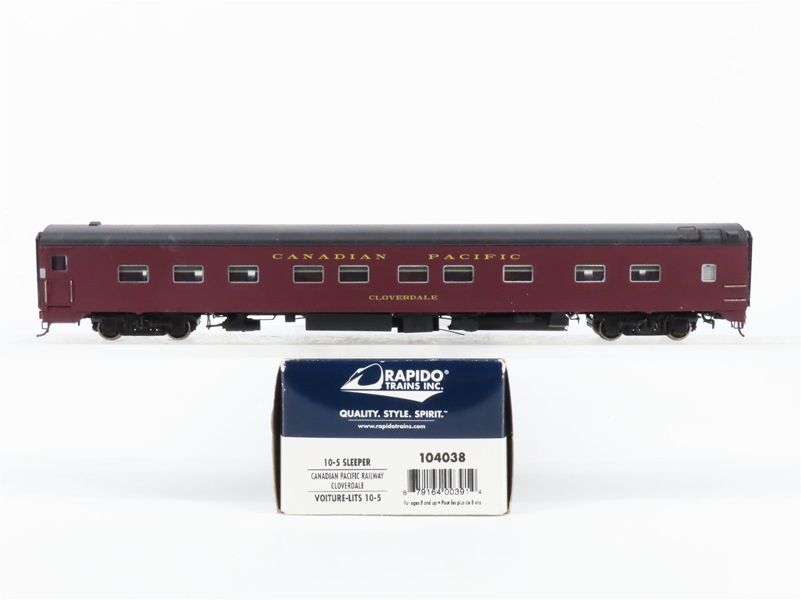 HO Scale Rapido 104038 CP Canadian Pacific Sleeper Passenger Car "Cloverdale"