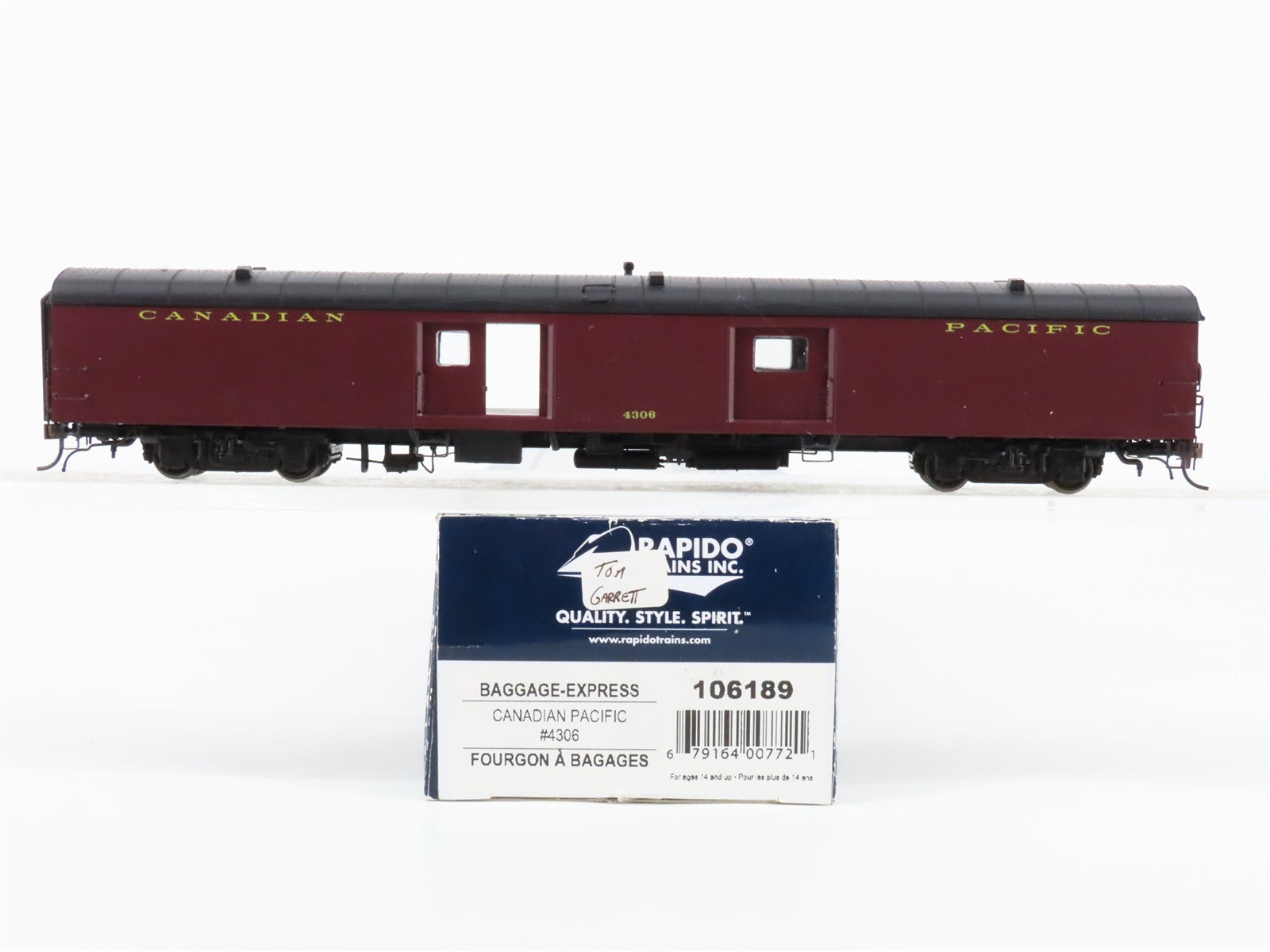 HO Scale Rapido 106189 CP Canadian Pacific Baggage Passenger Car #4306