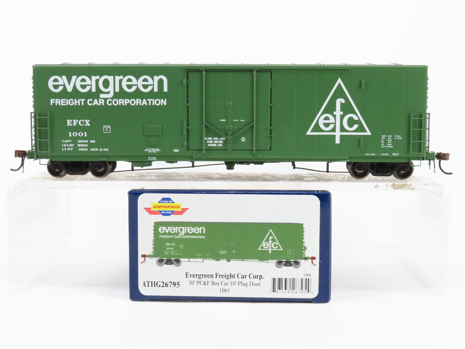 HO Scale Athearn ATHG26795 EFCX Evergreen Freight Car Corp. 50' Box Car 1001 RTR