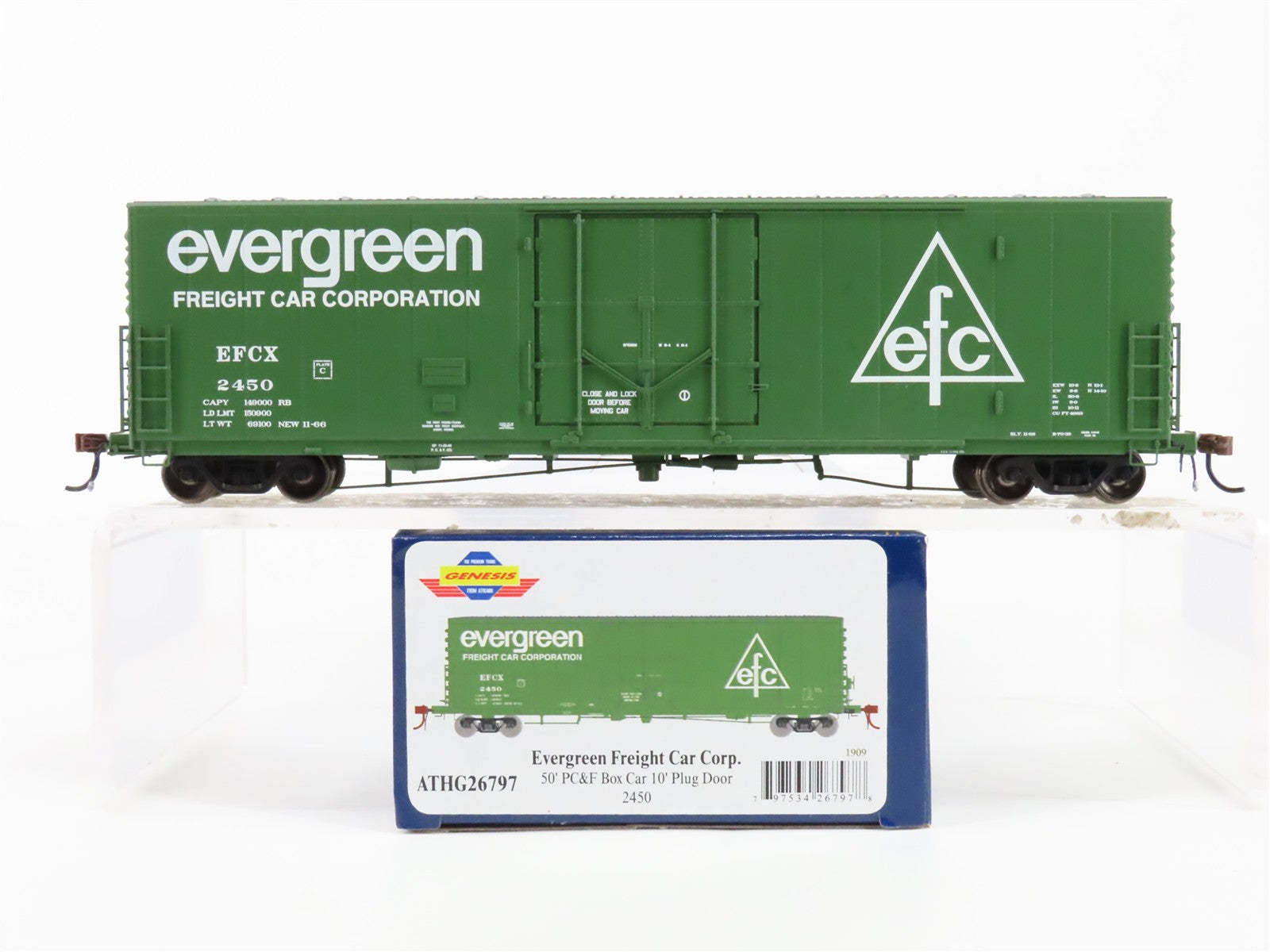 HO Scale Athearn ATHG26797 EFCX Evergreen Freight Car Corp. 50' Box Car 2450 RTR