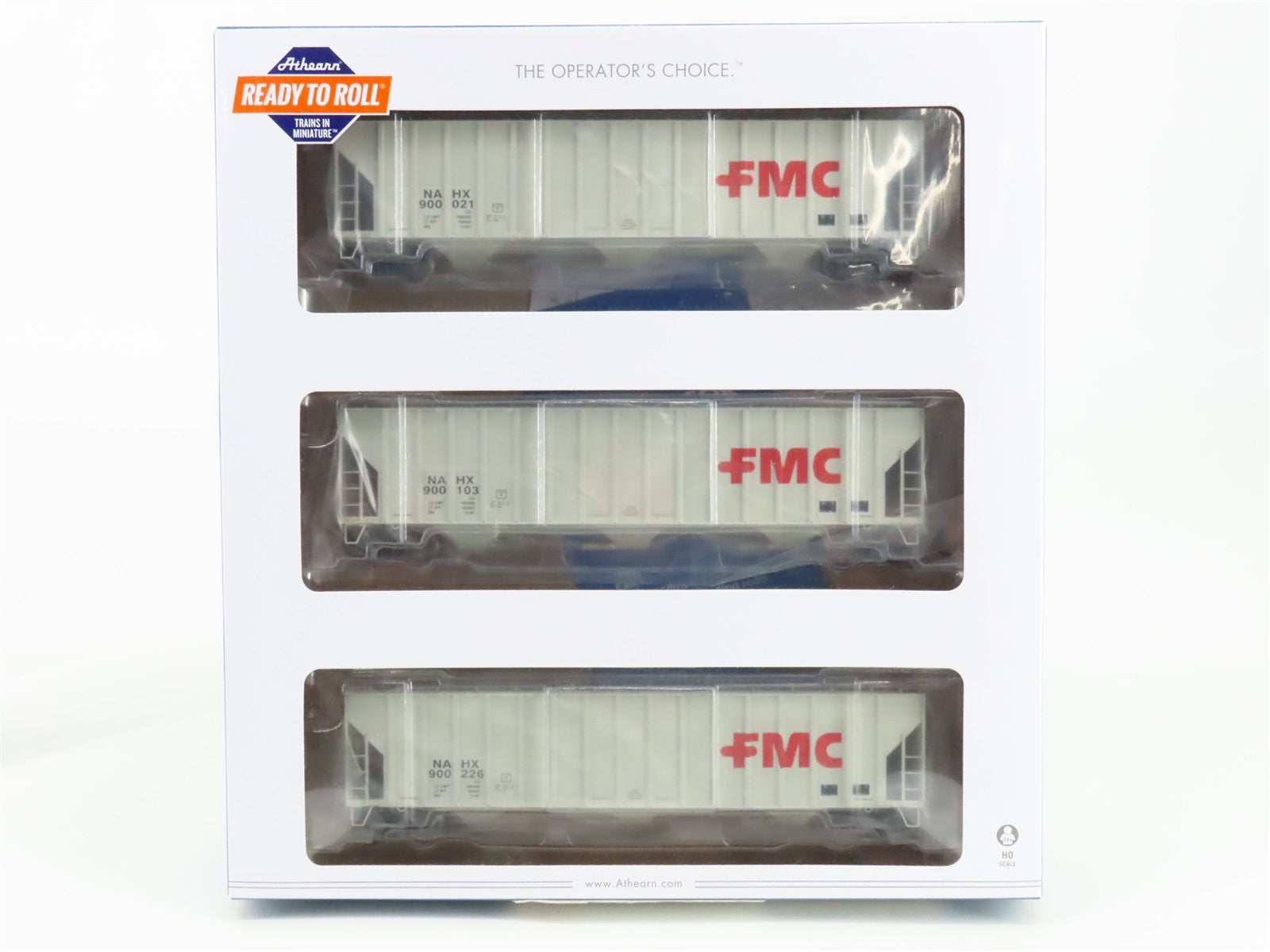 HO Scale Athearn ATH81582 NAHX FMC 54' Covered Hopper 3-Pack 900021, 900103 RTR